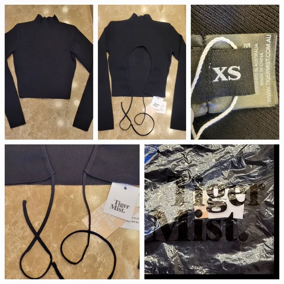 Tiger Mist Helena Long Sleeve Black Reversible Knit Top, XS - Picture 16 of 16